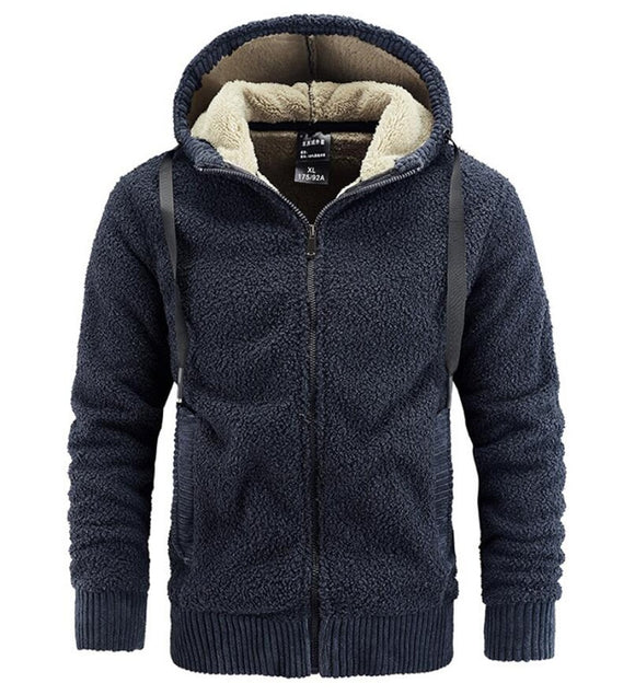 Men's Hoodies Winter Thick Warm Teddy Cashmere Fleece jacket Coat Sportswear Streetwear Hoody Sweatshirts Mart Lion Dark Grey L 