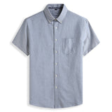 Summer Men's Short Sleeve Cotton Social Shirts Soild Soft Shirt Slim Fit Chothing Mart Lion Gray XL-185 