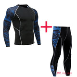 Men's Thermal underwear winter long johns 2 piece Sports suit Compression leggings Quick dry t-shirt long sleeve jogging set Mart Lion Gold XL 