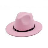 Fedora Hat Black Leather Belt Ladies Hat Decoration Felt Hats For Women Wool Blend Simple British Style Men's Panama Hat Mart Lion   