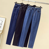Clothes Women's Elastic High Waist Skinny Jeans Casual Women Black/ Blue Mom Skinny Stretch Denim Pants Mart Lion   