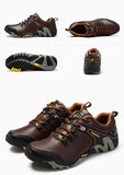 Blue Hiking Boots Men's Leather Trekking Sneakers Non-slip Anti-shock Climbing Shoes Mart Lion   