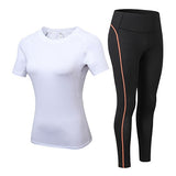 Sports Running Gym Top +Leggings Set Women Fitness Suit Gym Trainning Set Clothing Workout Fitness Women Mart Lion White S 