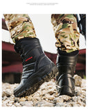 Men's Leather Boots Waterproof Mountain Combat Army Work Shoes Tactical Military De Seguridad