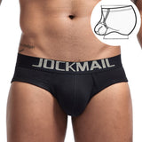 Men's Underwear Briefs U convex Big Penis Pouch Design Wonderjock Men's Cotton Briefs Bikini Adjustment Ring Cock Mart Lion JM365BLACK M(27-30 inches) 