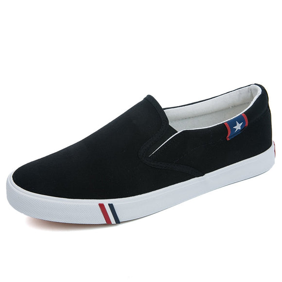 Men's Shoes Casual Canvas Summer Slip-on Unisex Sneakers Flats Breathable Light Black Lovers Shoes Footwear Mart Lion A002Black 35 