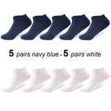 10 Pairs Lot Men Cotton Boat Socks Black Short Breathable Summer Autumn Mart Lion DS025 US(7-9.5) EU 39-44 