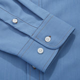 Men's Shirts Loose Casual Pocket Cotton Autumn Men's Long Sleeve Cotton Light Blue Elasticity