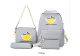 Canvas Letter 4Pcs Set Backpack Women Preppy Style Cartoon Printing School Teenage Girls Travel Cute Lemon Shoulder Bags Mart Lion   