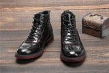 Red bottom Boots For Men Fashion Patent leather Men Ankle Boots Mart Lion   