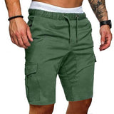 Casual Shorts Men's Summer Cargo Gym Sport Running Workout Cargo Pants Jogger Trousers Drawstring Solid Jogging Mart Lion Army Green M 