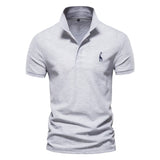 Polo Shirt Men's Solid Casual Cotton Giraffe Slim Fit Embroidery Short Sleeve 10 Colors Mart Lion   