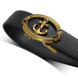 Gold Silver Alloy Anchor Fishing Automatic Buckle Belts Men's Waist Strap for Jeans Luxury Brand Design Belt Mart Lion   