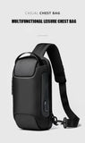 Men's Waterproof USB Oxford Crossbody Bag Anti-theft Shoulder Sling Multifunction Short Travel Messenger Chest Pack For Male Mart Lion   