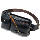 Genuine Leather Waist Packs Men's Waist Bags Fanny Pack Belt Bag Phone Bags Travel Small Waist Bag Leather Mart Lion 9080-darkbluelaser China 