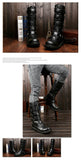  Men's Motorcycle Shoes PU Leather Rock Mid-calf Buckle Motorbike Boots Punk Mart Lion - Mart Lion