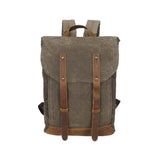 Men's Vintage backpack oli leather Waxed canvas shoulder trend leisure waterproof women bag 14 inch laptop backpack travel Mart Lion army green  