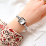 Women Watch Ins Light Diamond Retro Style Pop Small Square Sugar Waterproof Small Square Gold Watches Mart Lion Silver flour  