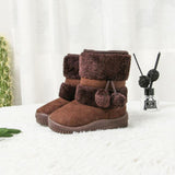 Winter Baby Boys Girls Classic Cotton Shoes Kids Keep Warm Boots Teenage Children Snow Mart Lion Chocolate 5.5 