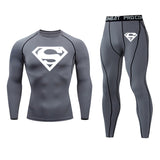 Thermal Underwear Top Winter Men's Clothing Warm T-shirt Pants Leggings Tracksuit Men's 2 Sets Compression Shirt Sweat Jogger Mart Lion gray 2 L 