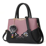 Embroidered Messenger Bags Women Leather Handbags Bags Sac a Main Ladies Hand Bag Female Mart Lion purple 3  