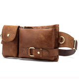Genuine Leather Waist Packs Men's Waist Bags Fanny Pack Belt Bag Phone Bags Travel Small Waist Bag Leather Mart Lion 9080-moshabrown China 