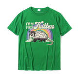 Women's Funny Cat Shirt Possum My first kitten shirt Round Neck T-Shirt Classic Men's Tshirts Cotton Design Mart Lion Green XS 