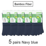 10 Pieces = 5 Pairs Men Bamboo Fiber Five-Finger Socks Happy Funny Women Split Toe Socks Christmas Gift Mart Lion 5 pairs Navy blue EU (37-44) 