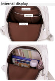 White Backpacks Soft Washed PU Leather Shoulder Bags Anti-thief Backpack Large Capacity School Teenager Girls Mart Lion   