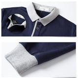 Autumn Men's Casual Cotton Polo Shirt Solid Color Embroidered Long-sleeved Polo Shirt Mart Lion   