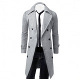 Trench Coat Men Autumn Jacket Self-Cultivation Solid Color Double-Breasted Jacket Mart Lion light grey M 