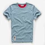 Men's T-shirt Cotton Solid Color t shirt Men's Causal O-neck Basic Male Classical Tops Mart Lion Blue32 M 