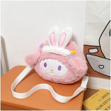 Kawaii Sanrioed My Melody Cinnamoroll Cartoon Plush Bag Anime Soft Stuffed Animals Plushie Backpack Girls Doll Toys Mart Lion NM-12  