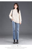  Straight Fleece Jeans Women Autumn Winter High Waist Casual Vintage Elasticity Velvet jeans Denim Trousers Mart Lion - Mart Lion