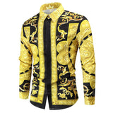 Baroque 3D Print Floral Shirts Men's Long Sleeve Luxury Designer Butterfly Ladybug Chemise Tops Vintage Mart Lion DC563 M 