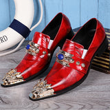 Summer breathable banquet men shoes leather party casual model show wedding Mart Lion Red 42 