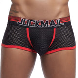 Boxer Men's Underwear Mesh Low Rise Breathable Cotton U Convex Pouch Athletic Supporters Leggings  Boxers Hombre Boxershorts Mart Lion JM443RED M(27-30inches) 