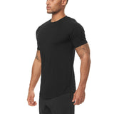 Men's Slim Fit Fitness T shirt Solid Color Gym Clothing Bodybuilding Tight T-shirt Quick Dry Sportswear Training Tee shirt Homme Mart Lion Black M 