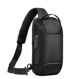 Men's Waterproof USB Oxford Crossbody Bag Anti-theft Shoulder Sling Multifunction Short Travel Messenger Chest Pack For Male Mart Lion black 16 x 9.5 x33 cm 