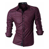 Jeansian Men's Casual Dress Shirts Desinger Stylish Long Sleeve Mart Lion Z034-WineRed US M(170-175cm)70kg China