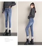 Winter Women High Waisted Skinny Jeans Fleece Vintage Wash Slim Streetwear Warm Thick Velvet Female Denim Trousers Mart Lion   
