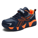Kids Sneaker Boys Shoes Girl Toddler Casual Sport Running Breathable Mesh Footwear Mart Lion leather-Blue Orange 28 