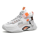 Men Casual Shoes Chunky Sneakers Dad Thick Sole Footwear Streetwear Mart Lion White orange 39 
