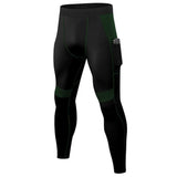 Men's Compression Pants Running High-Stretch Leggings Fitness Training Sport Tight Pants Quick Dry Pants With Pockets Mart Lion Black and Green S 
