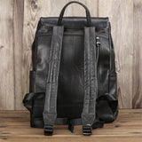  Cowhide leather backpack men's large capacity 15.6 inch computer bag simple trendy Travel Backpack solid color Mart Lion - Mart Lion