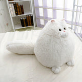 Super Round Snow White Stuffed Persian Cat Big Long Tail Plush Soft Cat Toys for Children home Decorate Simulation animal Mart Lion White 50cm 