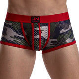 Boxer Men's Underwear Mesh Camouflage Cuecas Masculinas Breathable Nylon U Pouch Calzoncillos Hombre Slip Hombre Boxershorts Mart Lion JM463RED M(27-30inches) 