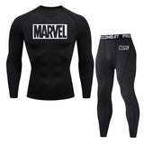 Men's Thermal underwear winter long johns 2 piece Sports suit Compression leggings Quick dry t-shirt long sleeve jogging set Mart Lion Fuchsia L 