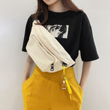 Casual Canvas Women Chest Bag Large Capacity Anti-Theft Crossbody Bag Solid Color Travel Waist Bags Unisex Phone Pouch Mart Lion   