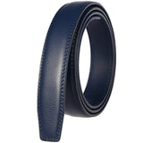 3.1cm Men's Leather Belt without Buckle  for Automatic Buckle Cow Genuine Leather Belt No Buckle Body Mart Lion Blue 105CM 
